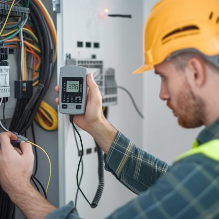 man-wearing-yellow-hard-hat-is-inspecting-electricity-wire